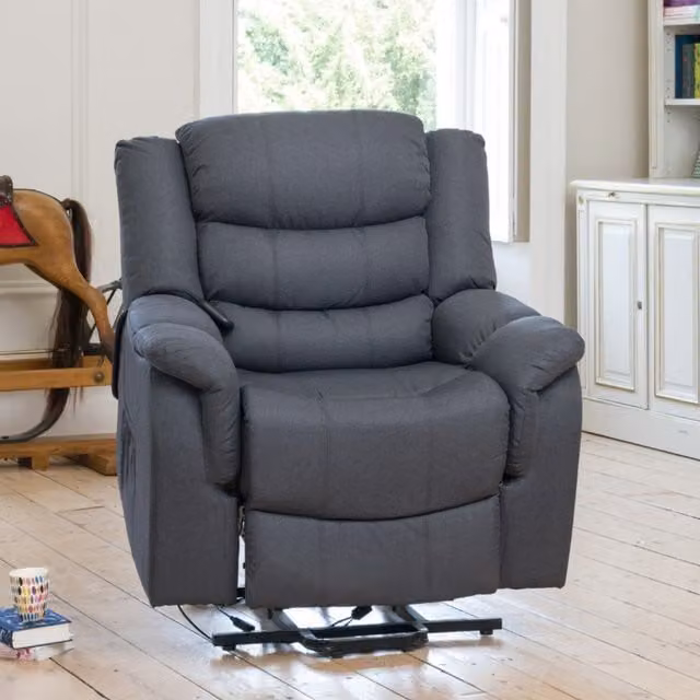 Artemis Home Colfax Electric Riser Recliner with Massage and Heat in Dark Grey Fabric