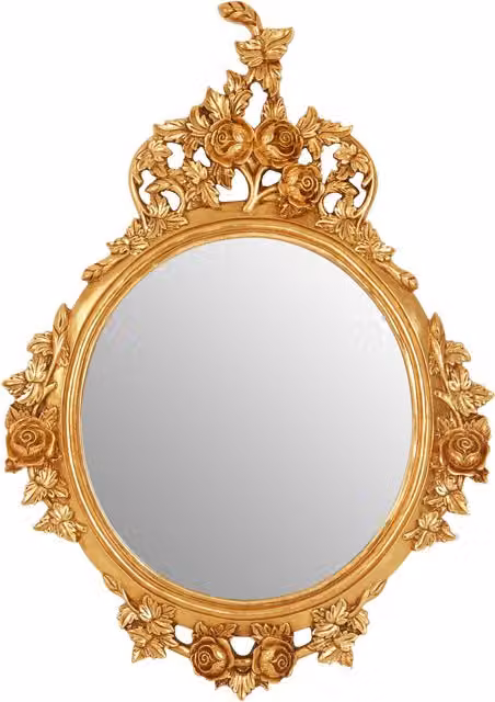 Orsina Classic Oval Floral Wall Mirror in Gold