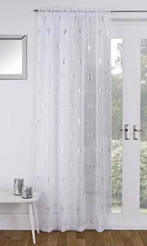 Tyrone Textiles Tyrone Birch White Transparent Voile Curtain Panel, W: 140 cm, H: 121.92 cm