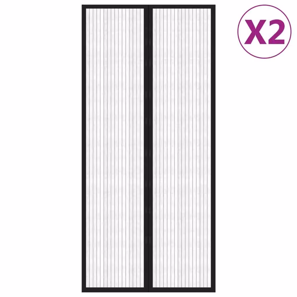Berkfield Home Insect Door Curtains with Magnetic Blocks, Black, 2 Pack, W/H: 90 x 210 cm – 2