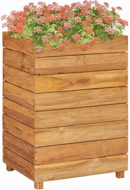 Berkfield Home Wooden Raised Bed in Brown with Teak and Steel, W/D/H: 50 x 40 x 72 cm – 1