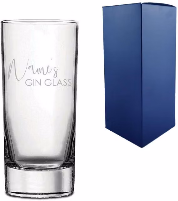 Uniqueful Personalised Gin Hiball Glass with Name Design in Clear