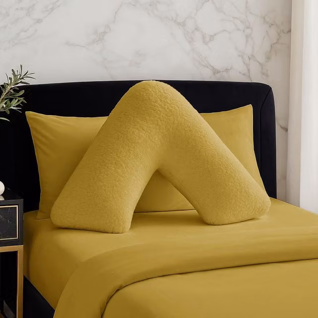 Snug City Teddy Fleece V Shaped Pillowcase in Yellow – 1