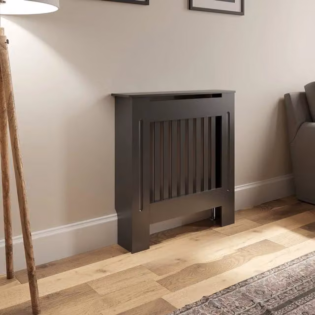 Temprazo Wall Mounted Radiator Cover in Anthracite Grey MDF, W: 112 cm, H: 78 cm, D: 78 cm