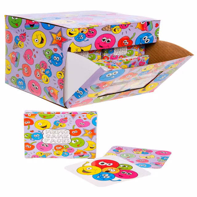 LG-Imports Pack of 12 Emotions Faces Mini Memory Matching Card Games, 28 Cards per Pack, White and Multicolour