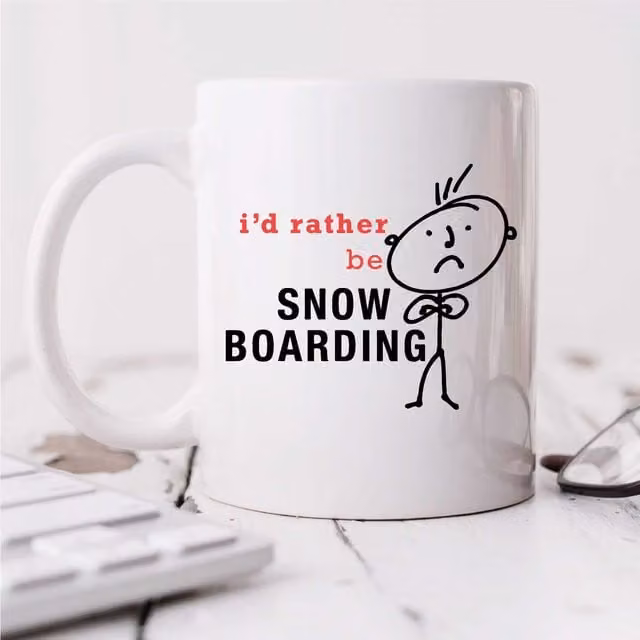 60 Second Makeover Mens I'd Rather Be Snowboarding Ceramic Mug in White – 1