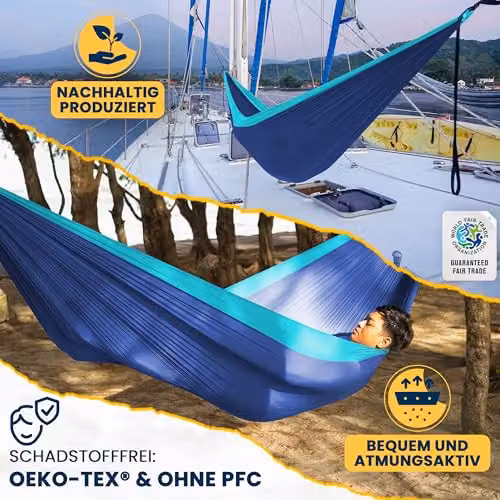 Ticket to the Moon King Size Hammock in Royal Blue and Turquoise, W: 3.2 m, D: 2 m – 3