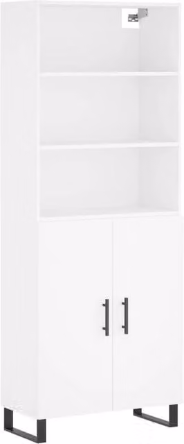 Berkfield Home Modern White Highboard in Engineered Wood W/D/H: 69.5 x 34 x 180 cm