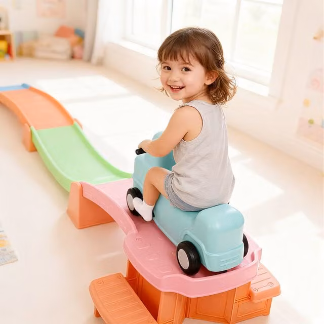 AIYAPLAY Rollercoaster Toddler Push Ride with Slide, Orange