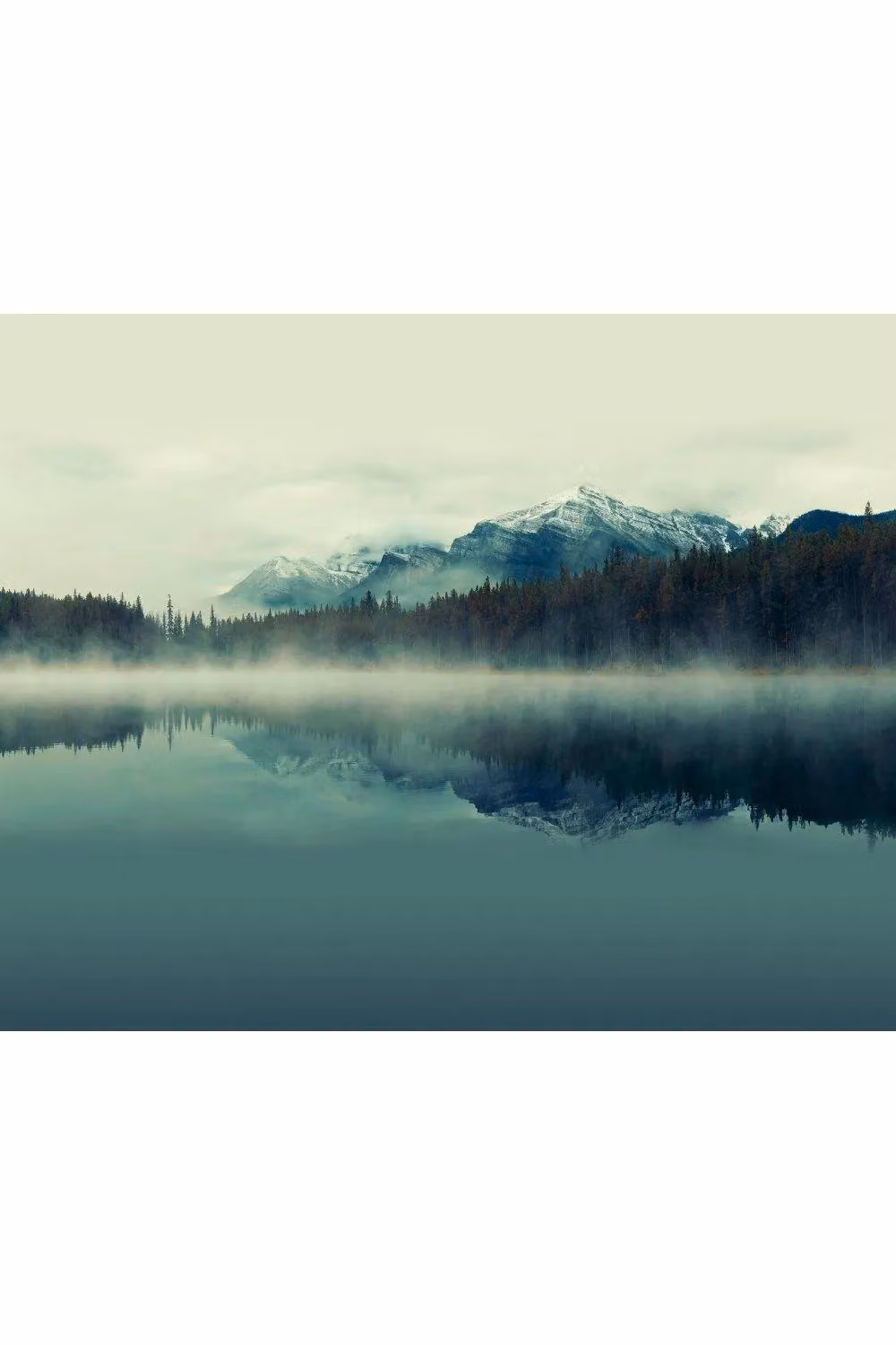 Origin Murals Misty Mountain Lake Wall Mural in Indigo Blue, W: 350 cm, H: 280 cm – 2