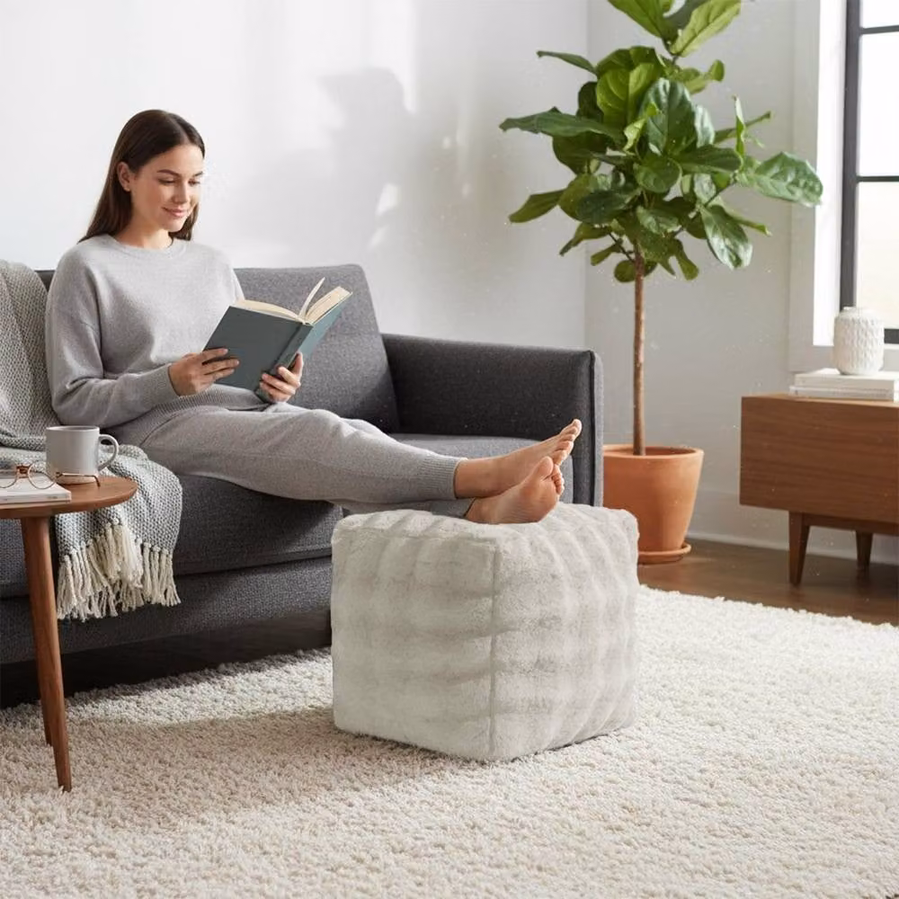 Sweet Dreams Alpine Bubble Faux Fur Bean Bag in Cream, W/D/H: 43 x 43 x 43 cm – 2