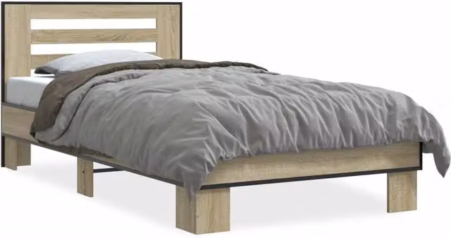Berkfield Home Sonoma Oak Small Single Bed Frame in Light Oak, W/D/H: 75 x 190 x 33 cm – 1