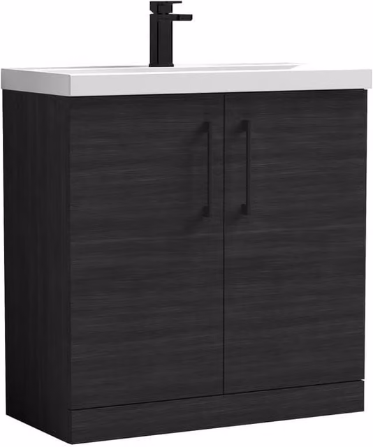 Balterley Modern Matt Black Freestanding 2 Door Bathroom Vanity Unit with Basin W/D/H: 81 x 39 x 41 cm – 1