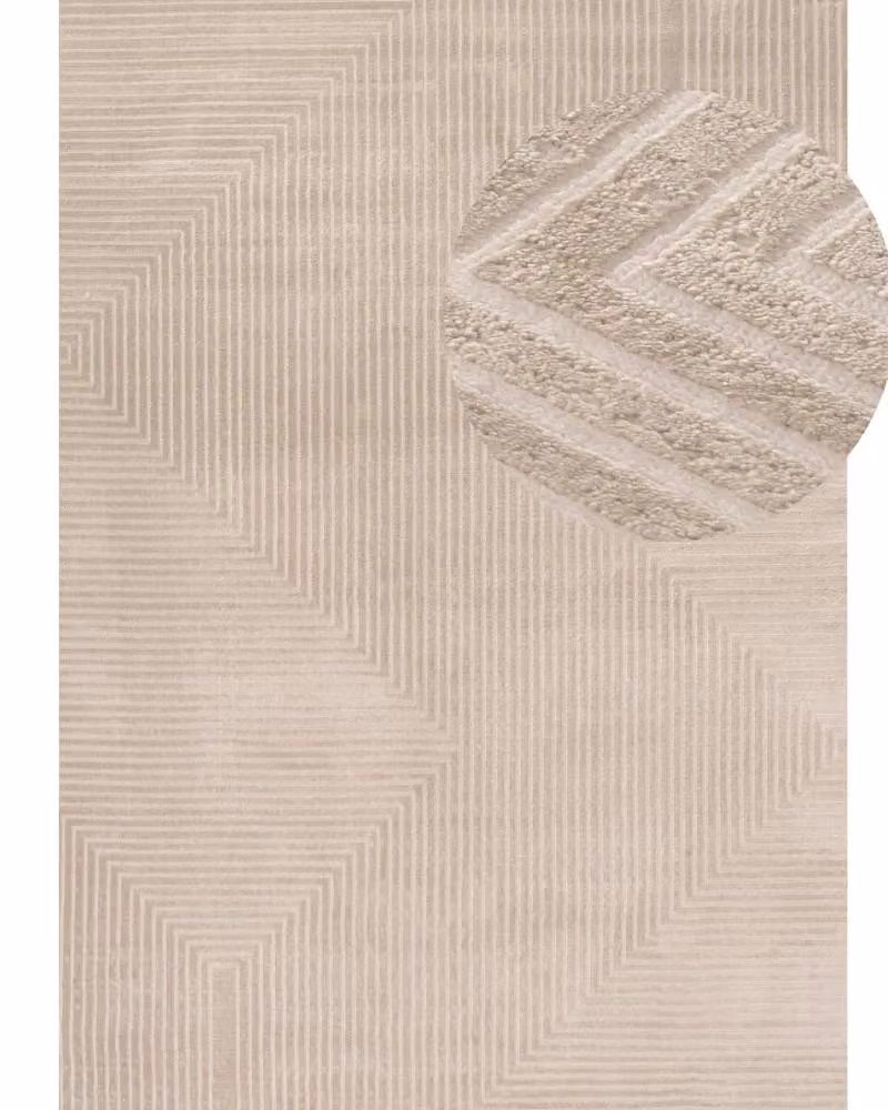 THE RUGS Carmel Modern Geometric Area Rug in Beige, Stain Resistant, W: 120 cm x L: 170 cm – 2
