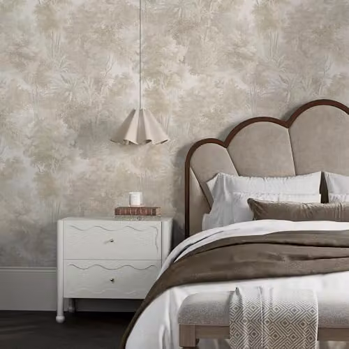 Superfresco Easy Sylva Stone Wallpaper in Beige with Botanical and Floral Patterns – 2