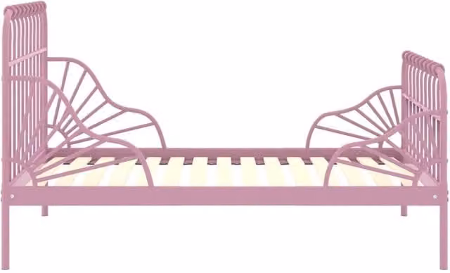 Berkfield Home Durable Extendable Metal Bed Frame, Pink, W/D/H: 80 x 130/200 cm