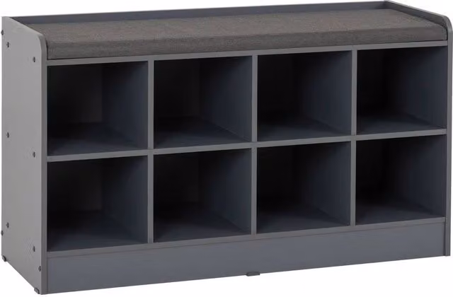 FORGEVIO Grey Fabric and Steel Modern Shoe Bench and Hallway Storage Seat