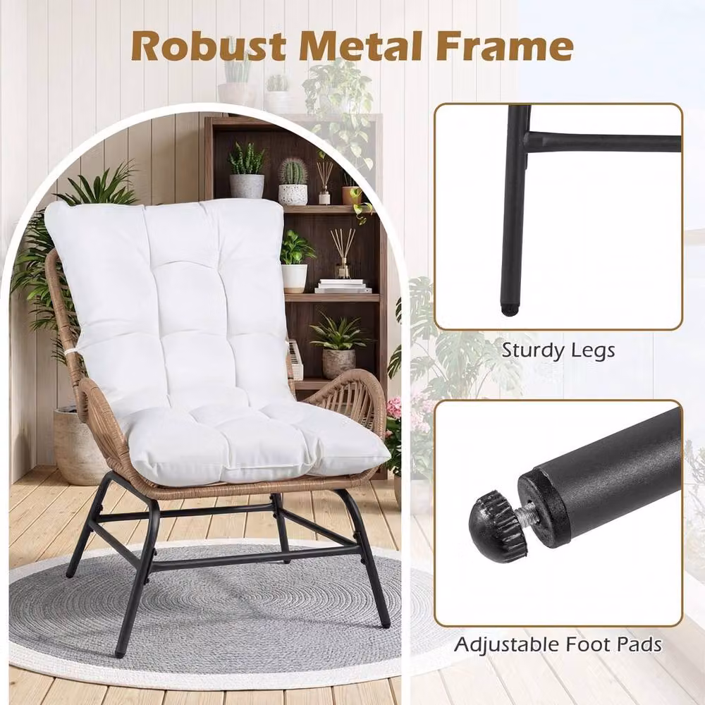 FORGEVIO Large Brown Rattan and Metal Patio Armchair for Garden, Terrace or Balcony – 2