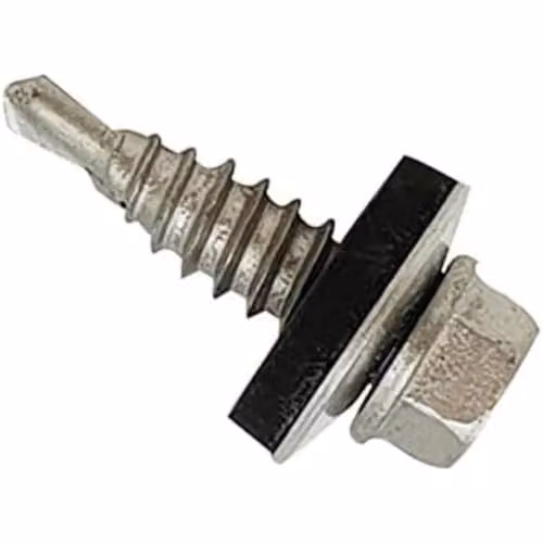 Forgefix Silver Self-Drilling Hex Stitching Screws with Washer, 100 Pack, 6.3 x 22 mm