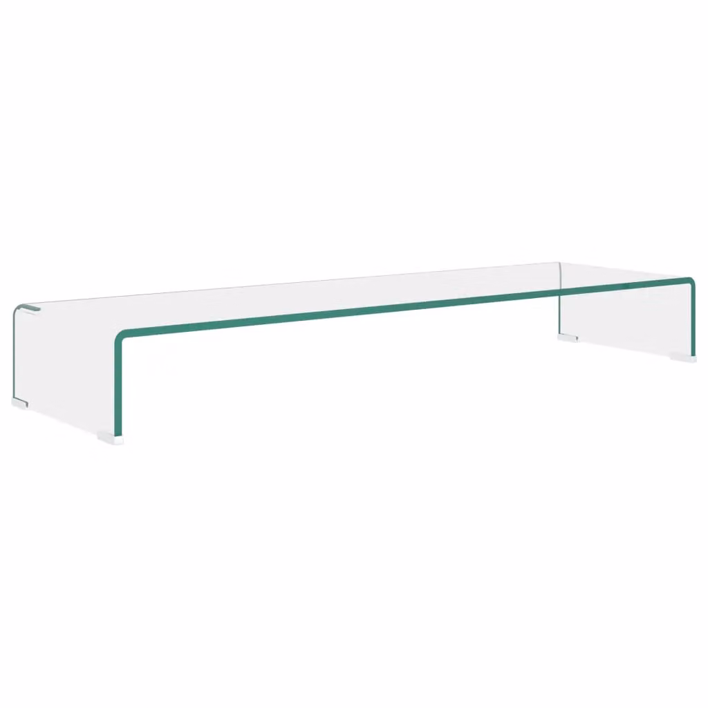 Berkfield Home Clear Glass TV Stand and Monitor Riser W/D/H: 100 x 30 x 13 cm – 2