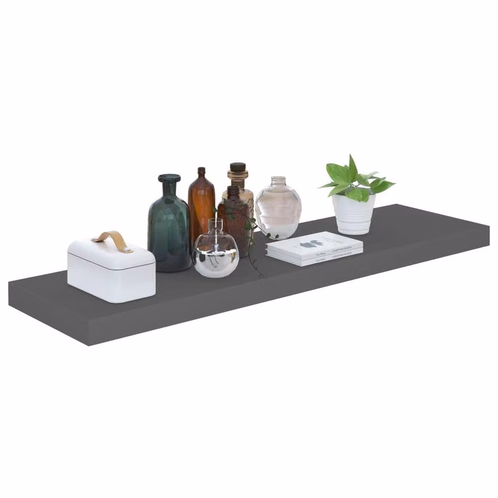 Berkfield Home Set of 4 Floating Wall Shelves in High Gloss Grey, W/D/H: 90 x 23.5 x 4 cm – 3