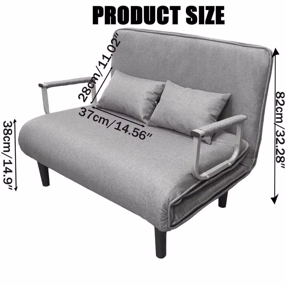 PAWNORA Grey Fabric 2 Seater Click Clack Sofa Bed – 2