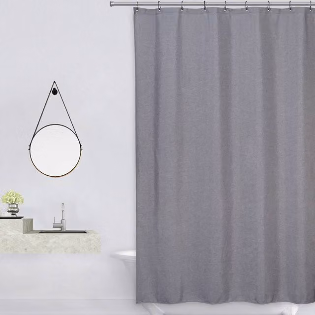 London Boutique Waterproof Polyester Shower Curtain in Dark Grey, W: 279.4 cm, H: 198.12 cm – 1