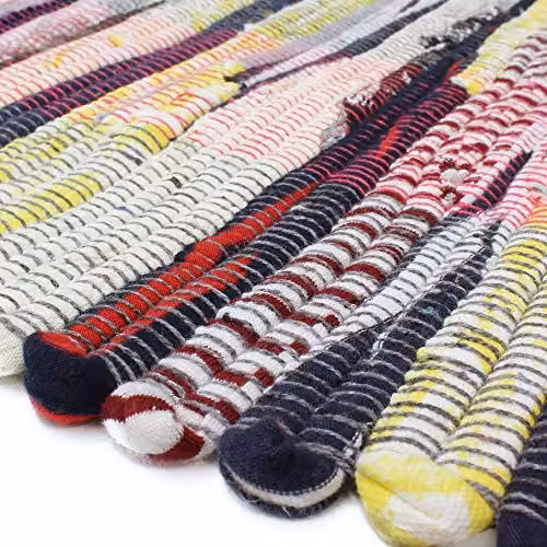 JVL Multicolour Striped Boho Chindi Rag Rug, W/D/H: 40 x 60 cm – 5
