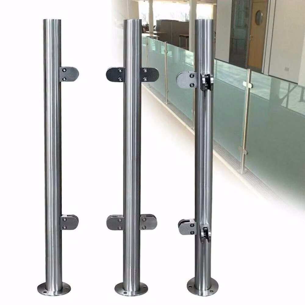 VOGREX Brushed Stainless Steel Railing Corner Post in Silver, Diameter: 4.2 cm – 3