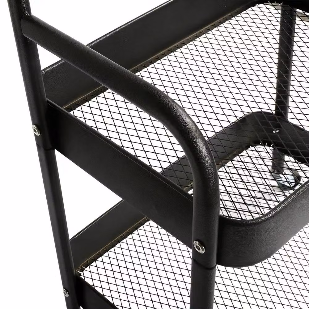 Kelvenix Black 3 Tier Rolling Metal Storage Trolley with Table Top, W/D/H: 73 x 43 x 73 cm – 4