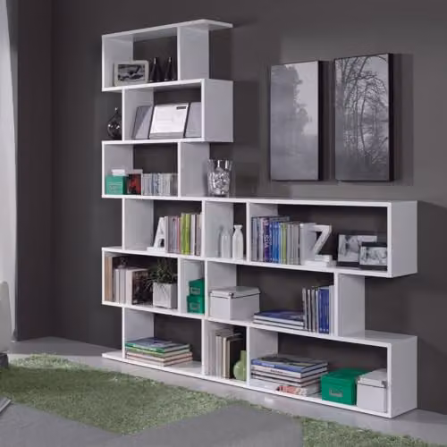 Calicosy Athena 6-Tier Modern White MDF Bookshelf, Height: 192 cm – 4