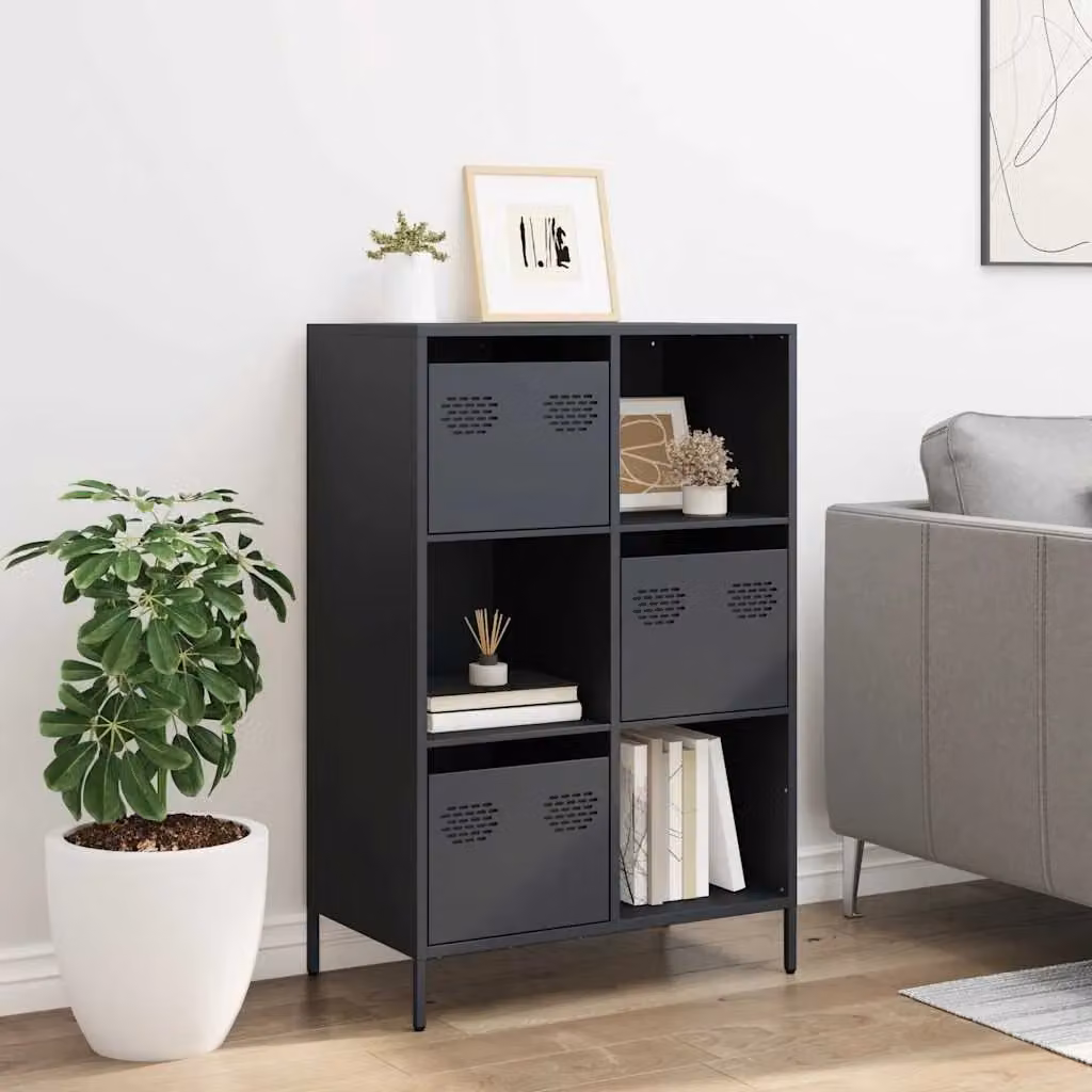 Berkfield Home Anthracite Steel Highboard with Internal Shelves and Drawers W/D/H: 68 x 39 x 103.5 cm – 3