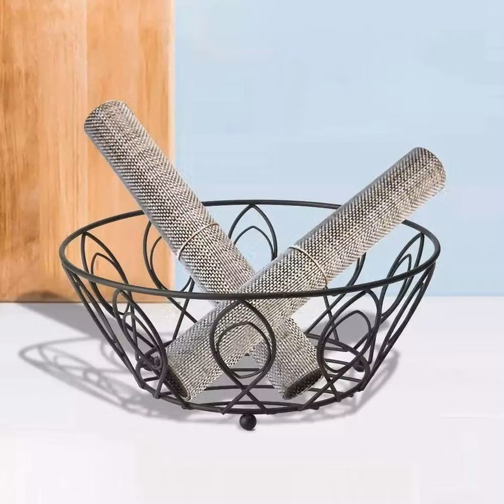 VOGREX Black Metal Fruit Bowl, Diameter: 28 cm – 3