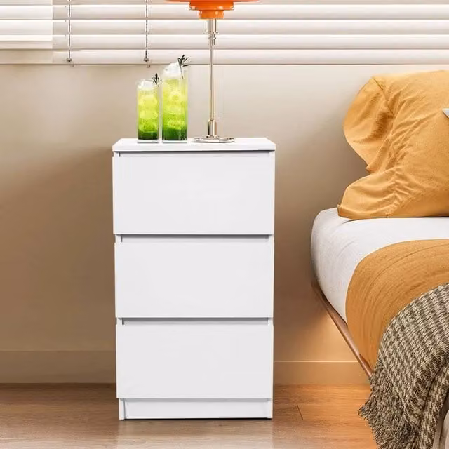 FORGEVIO 3 Drawer Storage Cabinet in White, Slim Bedside Table – 1