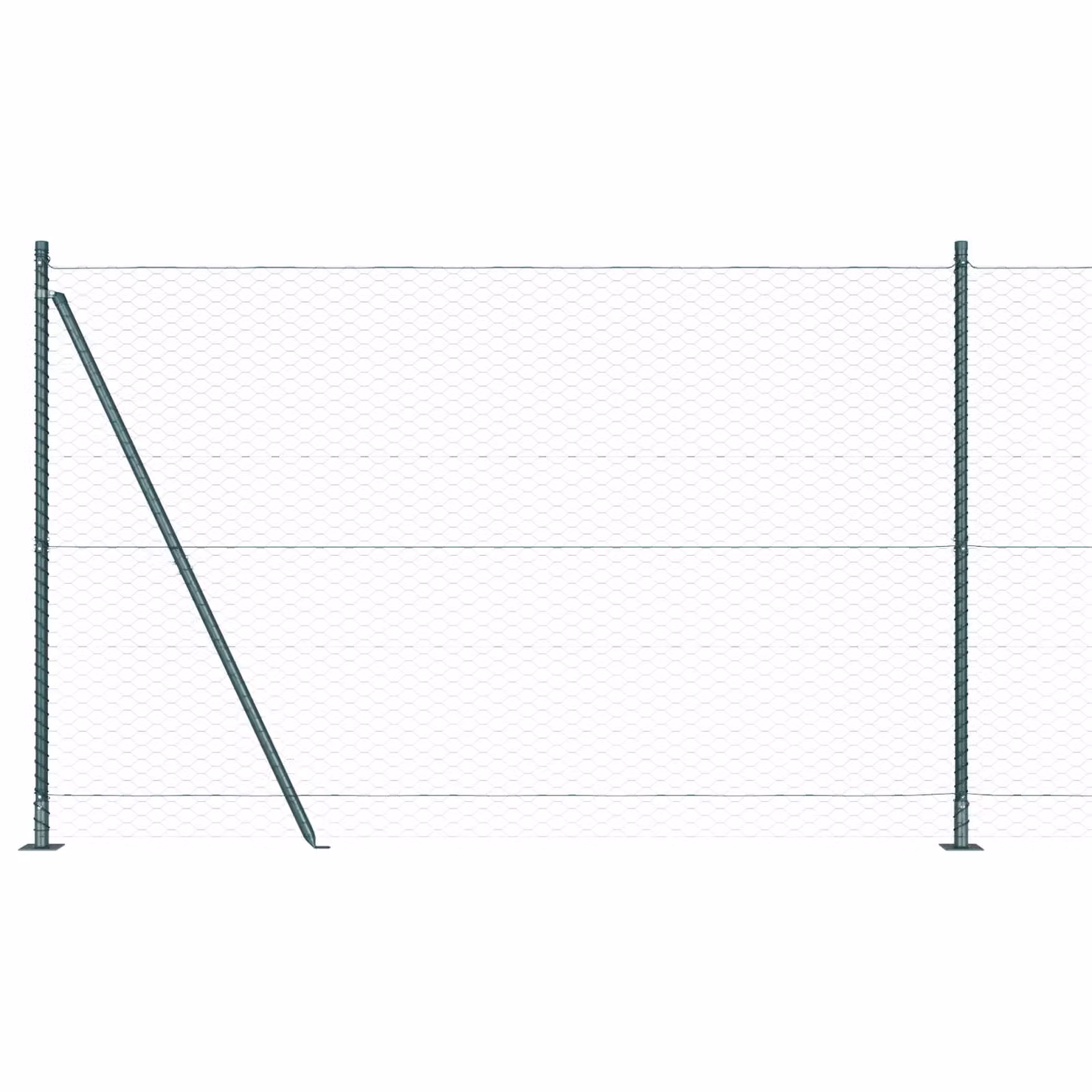 Berkfield Home Green Powder-Coated Steel Hexagon Wire Mesh Fence, H: 140 cm x L: 50 m – 3