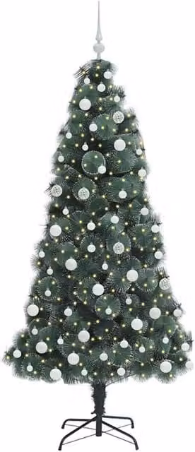Berkfield Home Elegant Artificial Pre-lit Christmas Tree with Ball Set, Green, Height: 180 cm