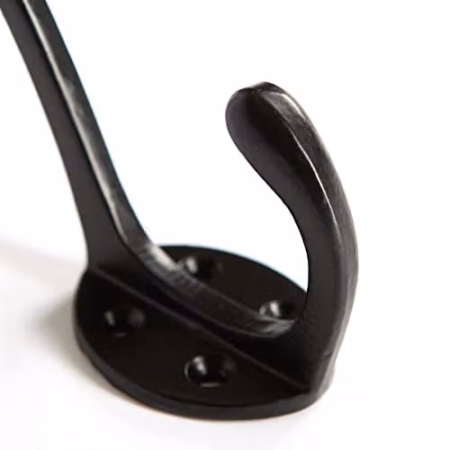 Hammer and Tongs Matt Black Powder-Coated Cast Iron Wall Mounted Hat and Coat Hooks, Pack of 10, H: 105 mm, W: 40 mm – 3