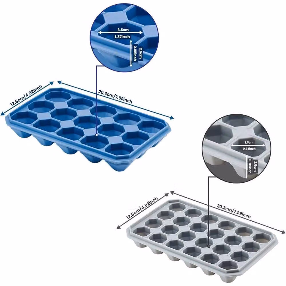 NESTLUNE Blue and Grey 24-Grid Silicone Ice Cube Tray Mould with Lid – 3