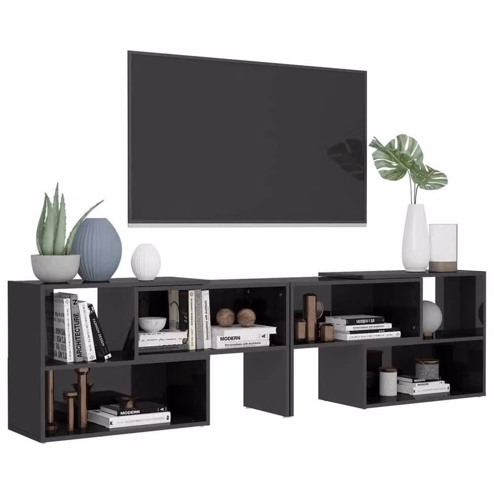 Berkfield Home Modern High Gloss Grey TV Cabinet W/D/H: 149 x 30 x 52 cm – 2