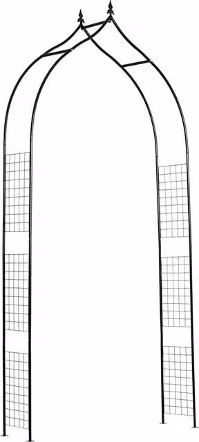 Outsunny Black Steel Metal Garden Pergola with Trellis Support for Plants – 1