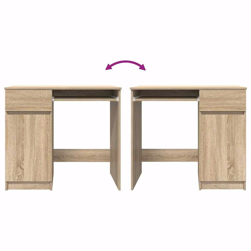 Berkfield Home Sonoma Oak Writing Desk in Light Brown, W: 86 cm, D: 49 cm, H: 76 cm – 3