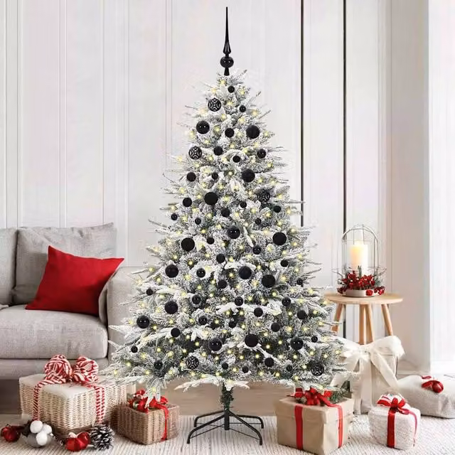 Berkfield Home Artificial Pre-lit Christmas Tree with Ball Set, Green, Height: 180 cm