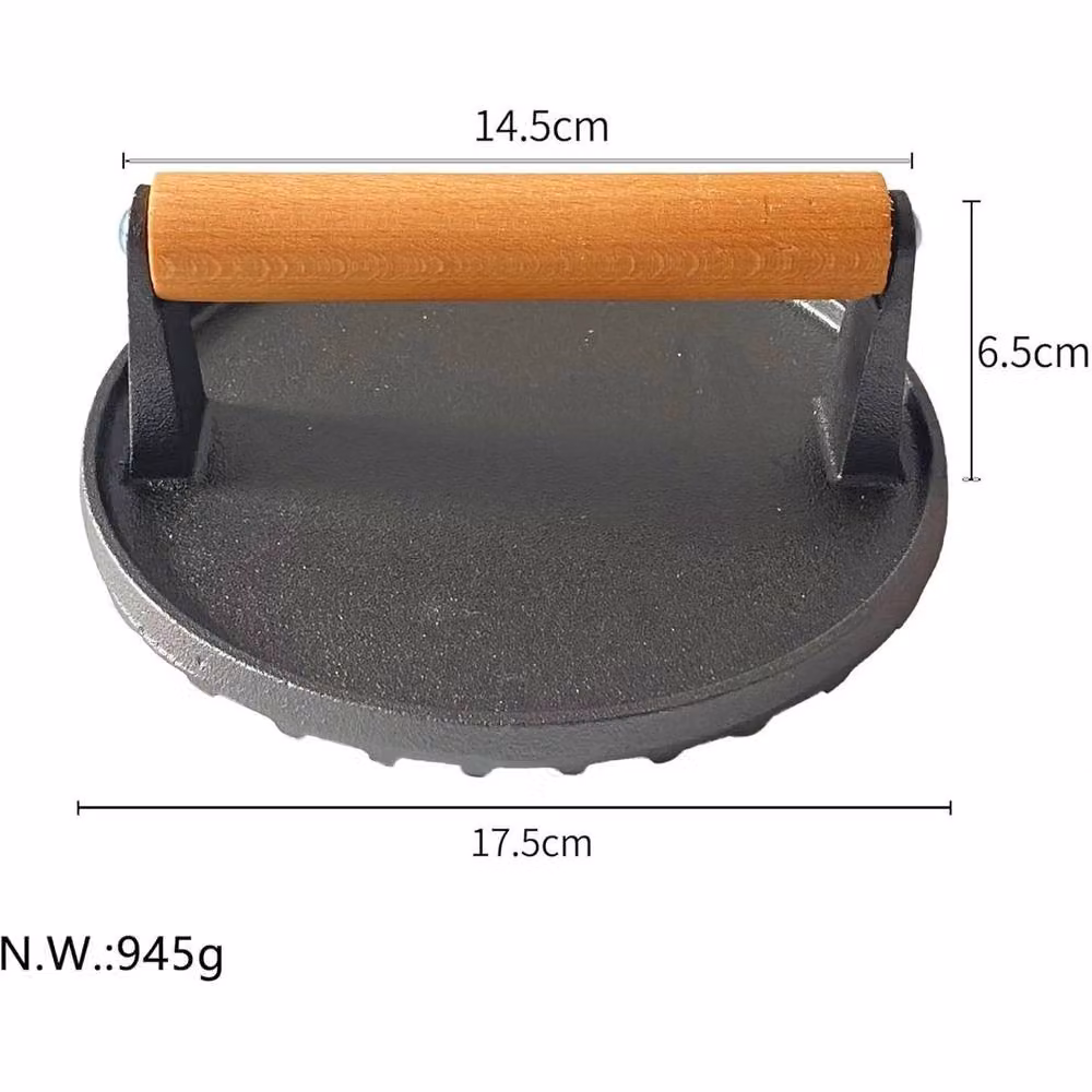 NESTLUNE Cast Iron Burger Press with Ergonomic Grip in Grey, W: 100 cm, D: 15 cm, H: 15 cm – 2
