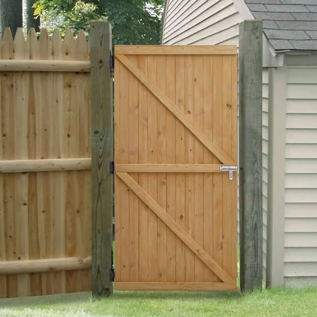 Livingandhome Brown Wood Swing Garden Gate, Height: 183 cm