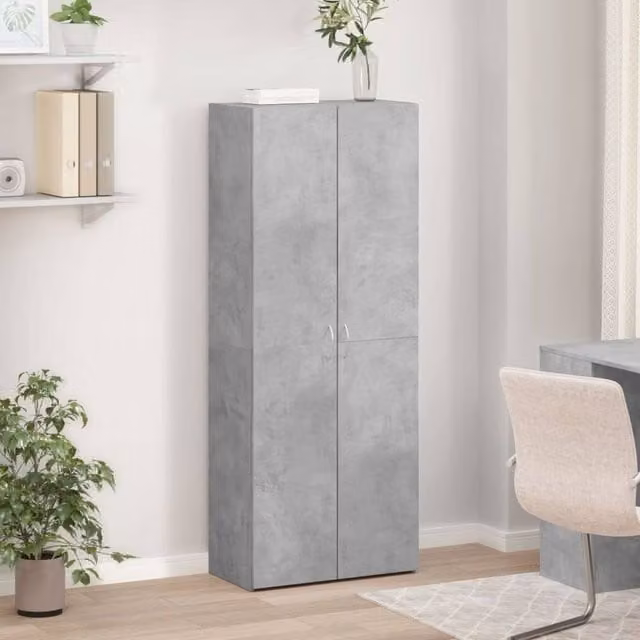 Berkfield Home Modern Grey File Cabinet with Hinged Doors, W: 60 cm, D: 32 cm, H: 153 cm – 1