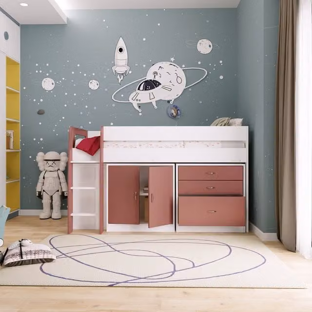 Anderson Kids Mid Sleeper Bed with Drawers in Pink