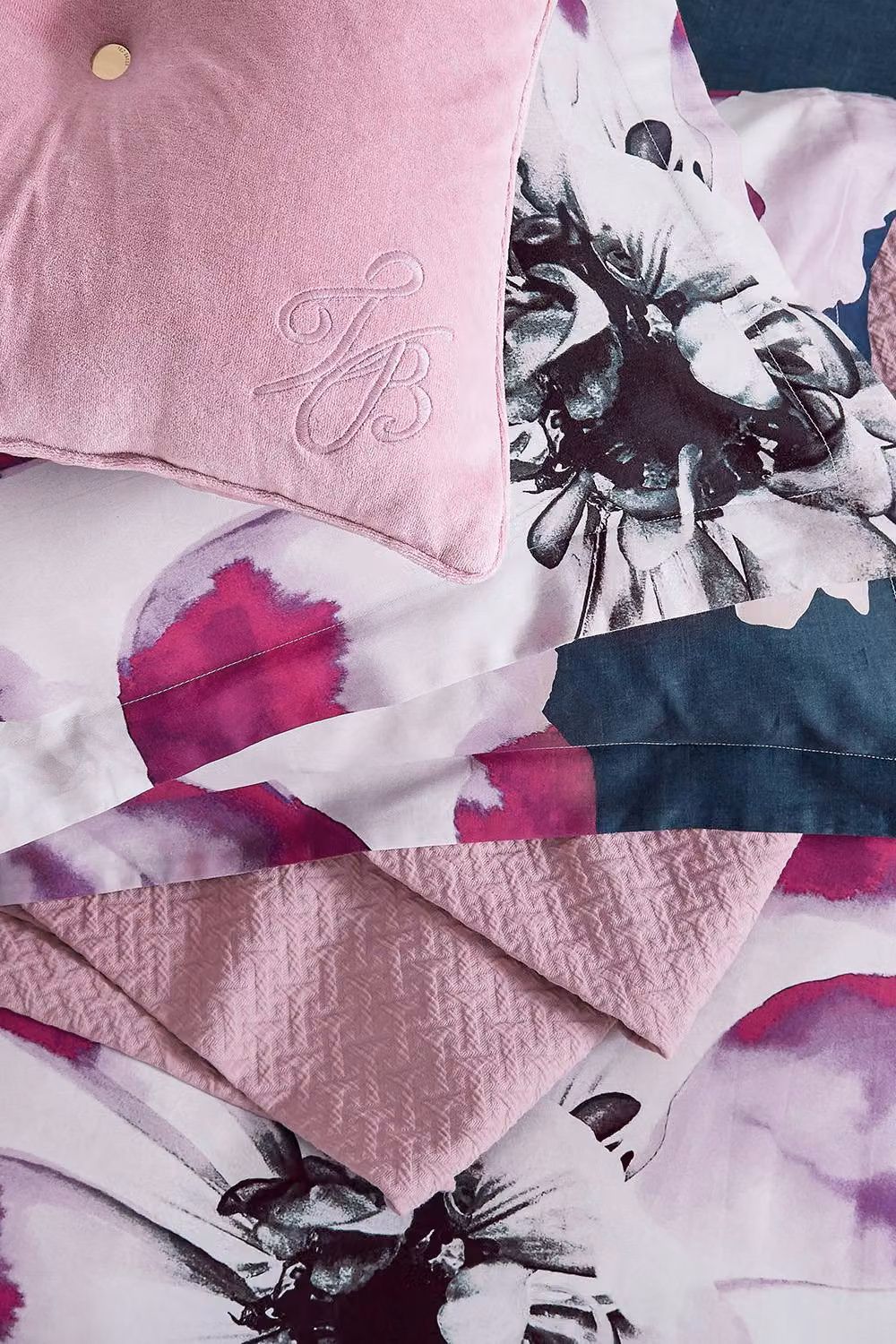 Ted Baker Inky Bloom Reversible Cotton Mako Satin Duvet Cover and Pillowcase Set, Blue, Pink and Purple, W: 140 cm, H: 200 cm – 5