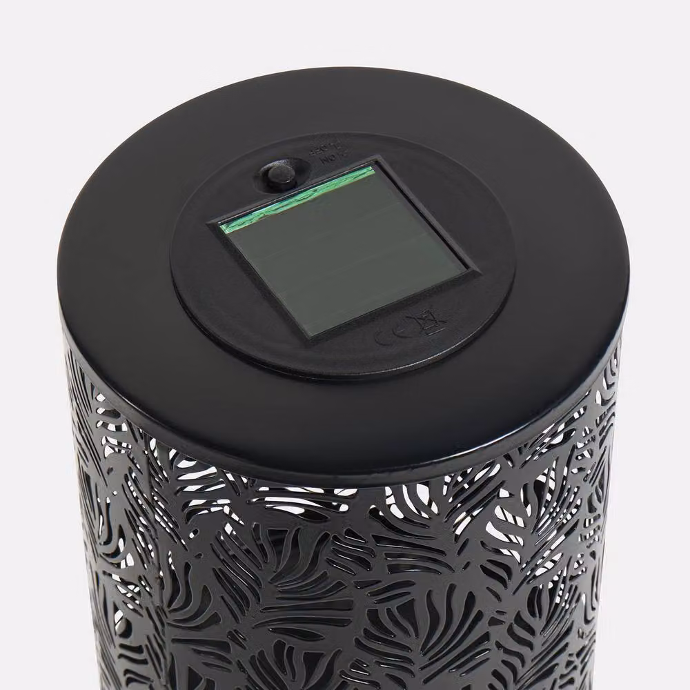 OHS Black Metal Solar Floor Lamp with Dusk Sensor for Garden and Terrace – 6