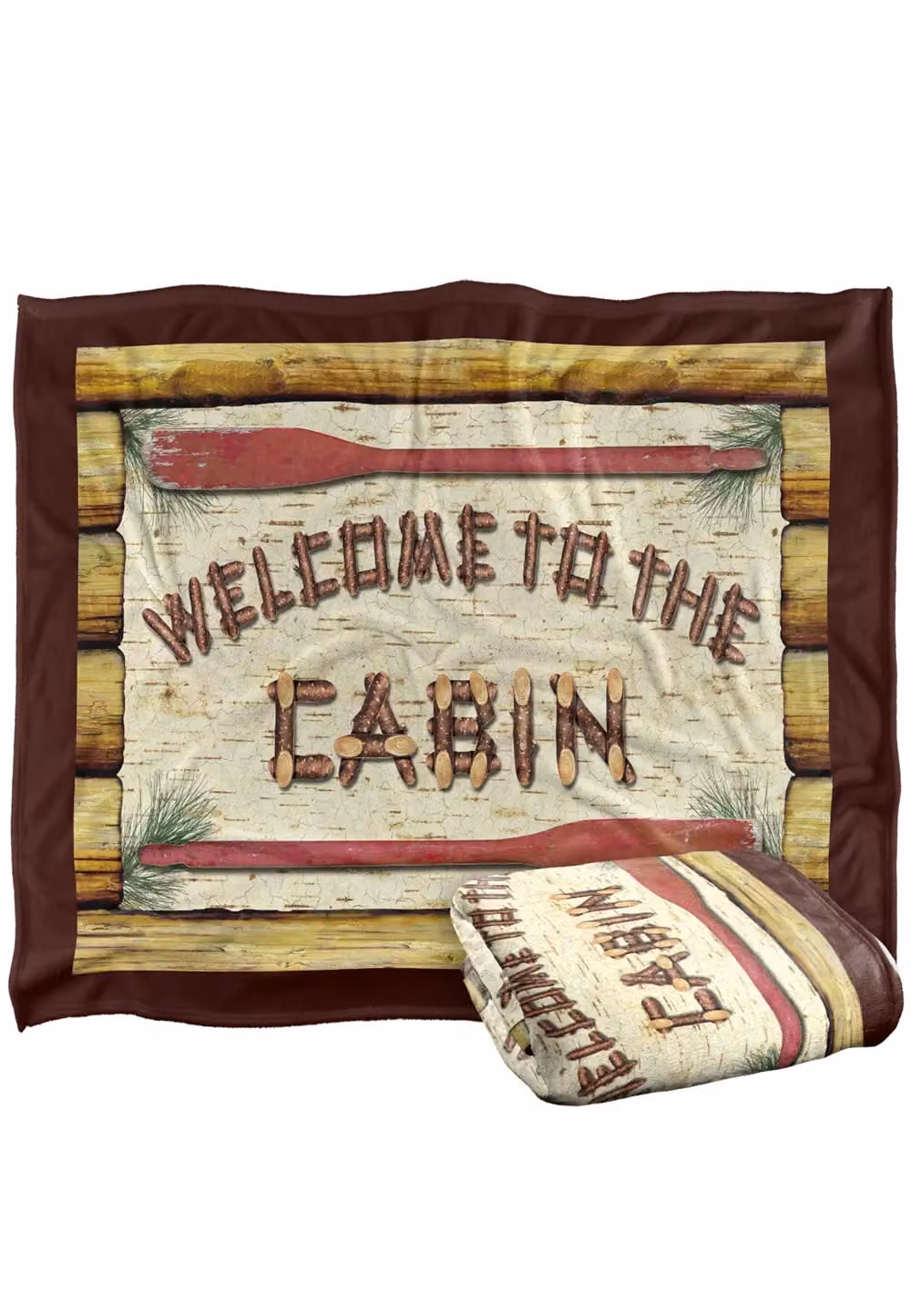 JQ Licensing Welcome To The Cabin Sign Super Soft Fleece Throw Blanket, White, W/D/H: 152 x 127 cm – 6