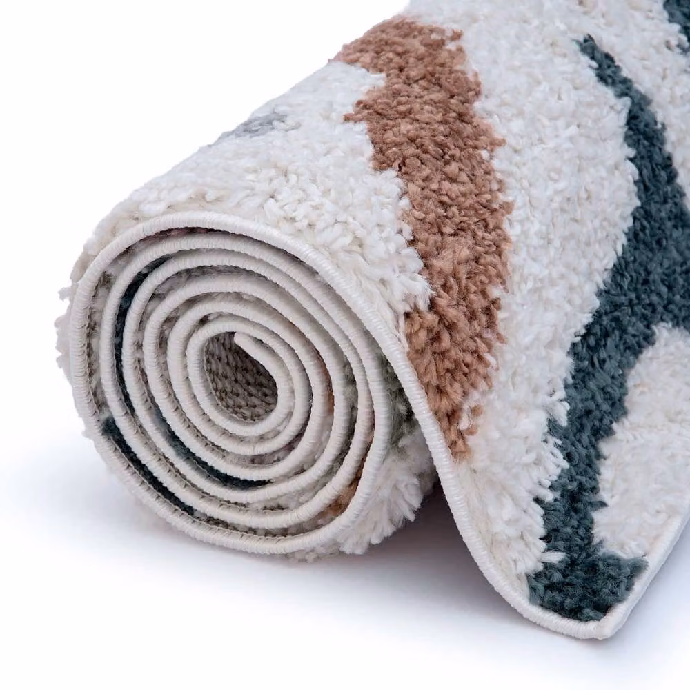 THE RUGS Moodi Abstract Design Shaggy Soft High Pile Multicolour Living Room Rug, W: 120 cm, L: 170 cm – 5